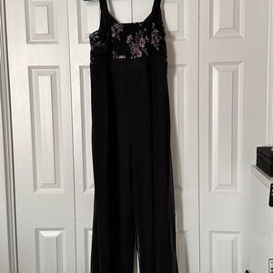 Torrid Black Floral Wide Leg Jumpsuit
